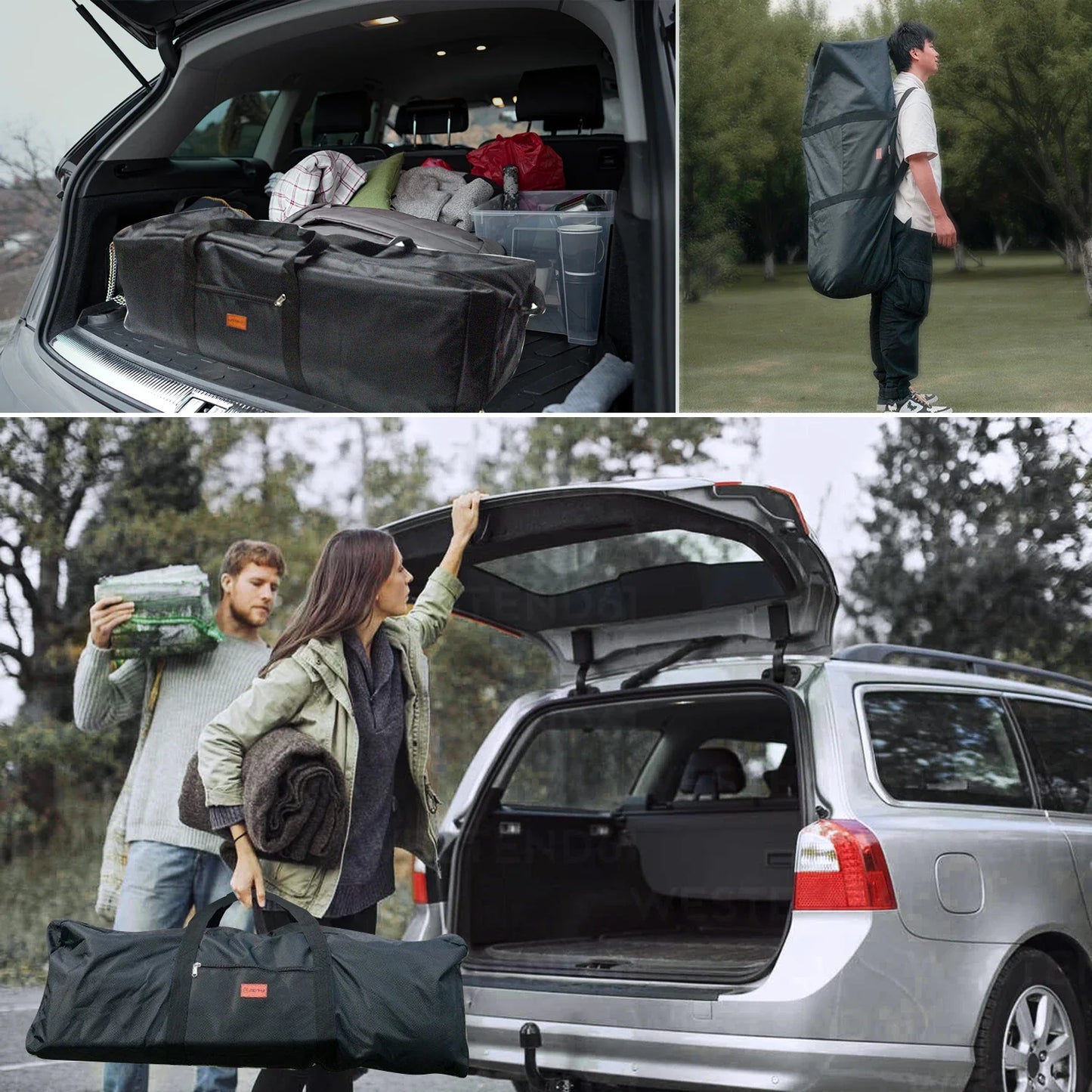 150L Folding Camping Storage Bag Waterproof Black