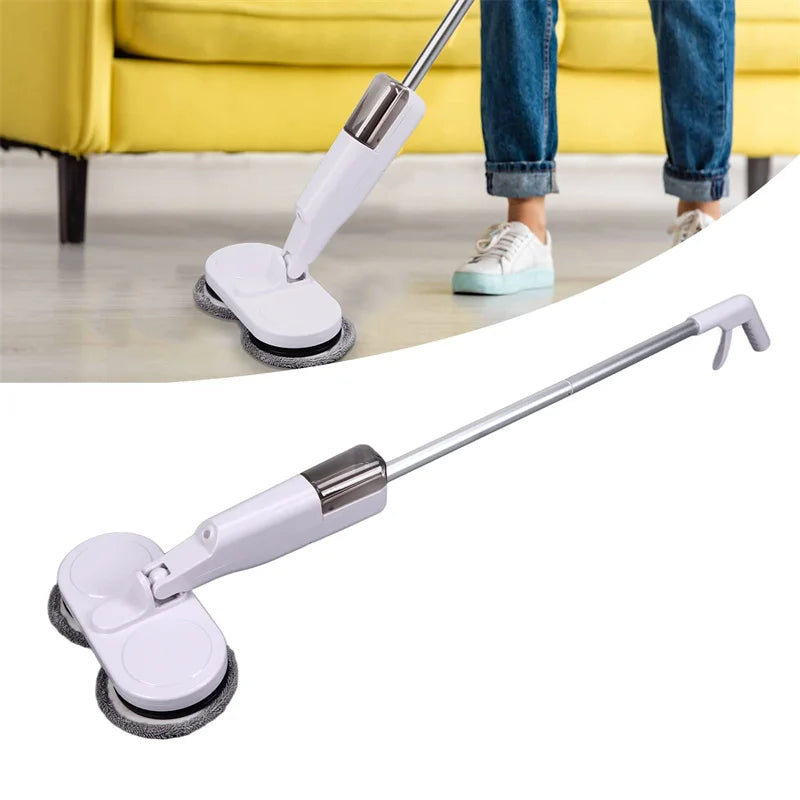 Wireless Electric Spin Mop Cleaner 2-in-1 Wet & Dry Floor Scrubber White