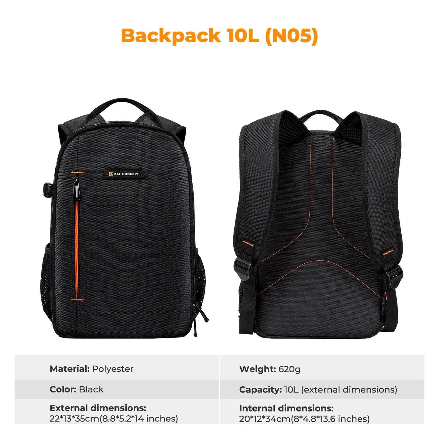 10L Lightweight Camera Backpack Black