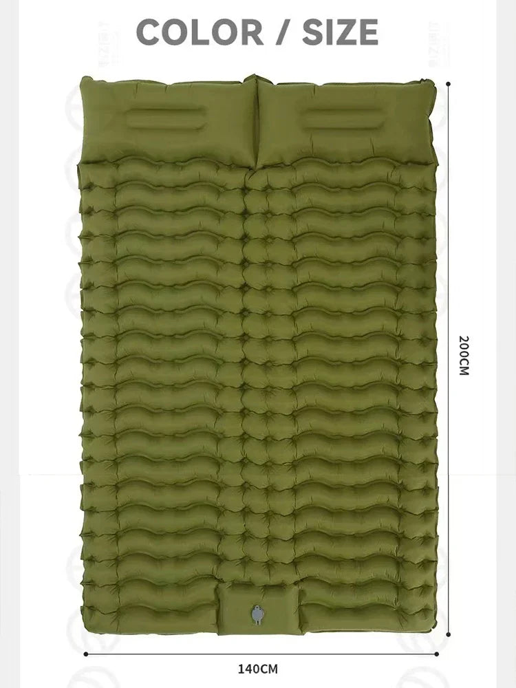 Double Self-Inflating Sleeping Pad Pillows Green