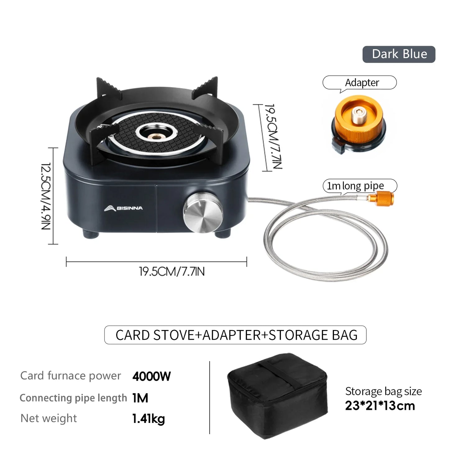 4000W High-Power Infrared Gas Stove Dark Blue