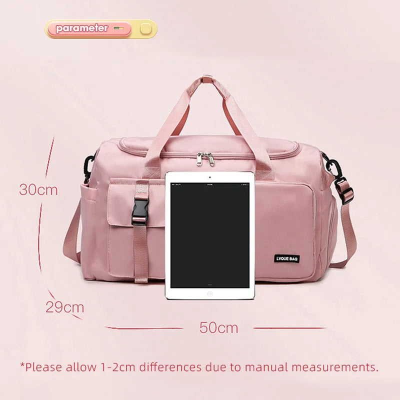 Travel Handbag Dry And Wet Separation Convertible Design Pink