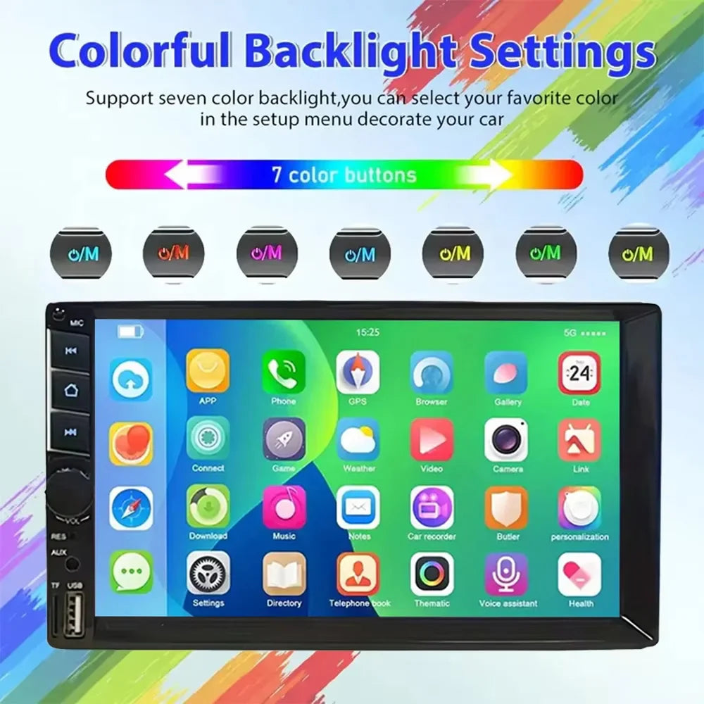 7 2DIN Touchscreen Car Stereo Black