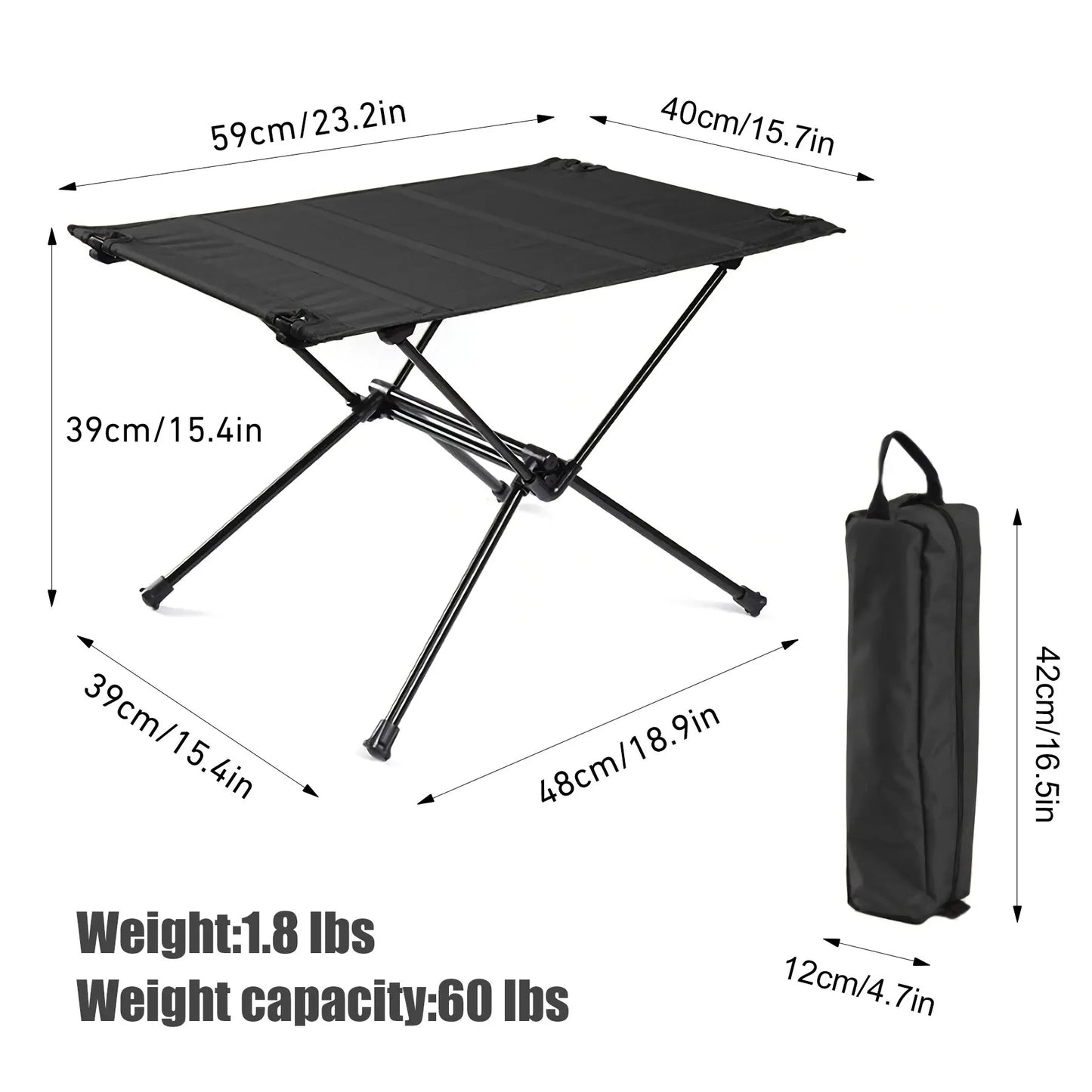 Camping Folding Roll-Up Table Black