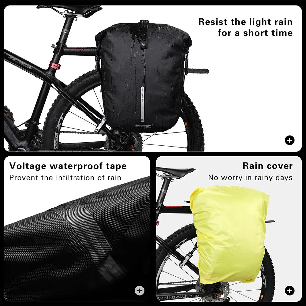 20L Waterproof Bike Pannier Rack Cycling Bag Black