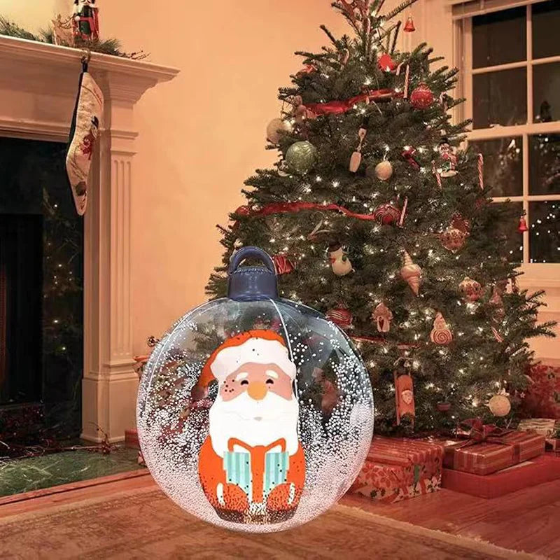Santa Claus LED Transparent Ball - Christmas Inflatable Luminous Decor