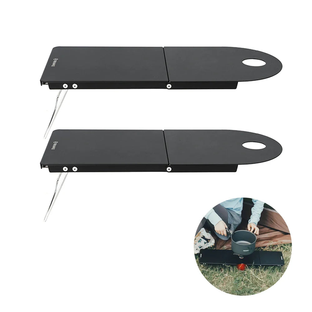 Petrel Ultralight Folding Camping Table 2PCS Portable Aluminum Desk Black
