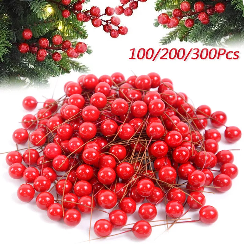 300Pcs Red Pearl Stamens Artificial Flower Berries