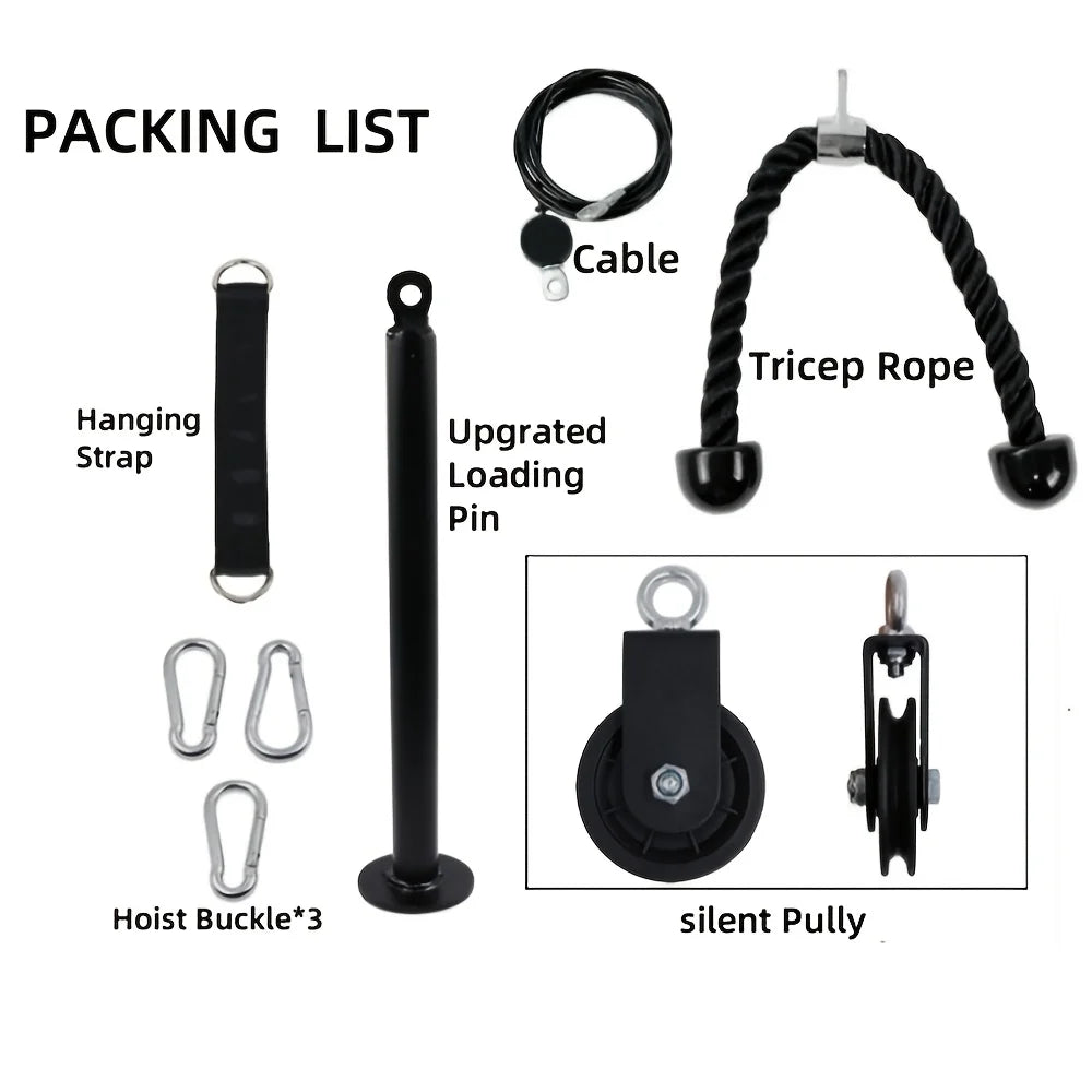 Nine-Piece Pulley Fitness Accessories Kit Black