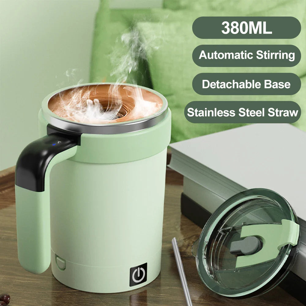 Rechargeable Automatic Magnetic Self-Stirring Mug LED Temp Display Green