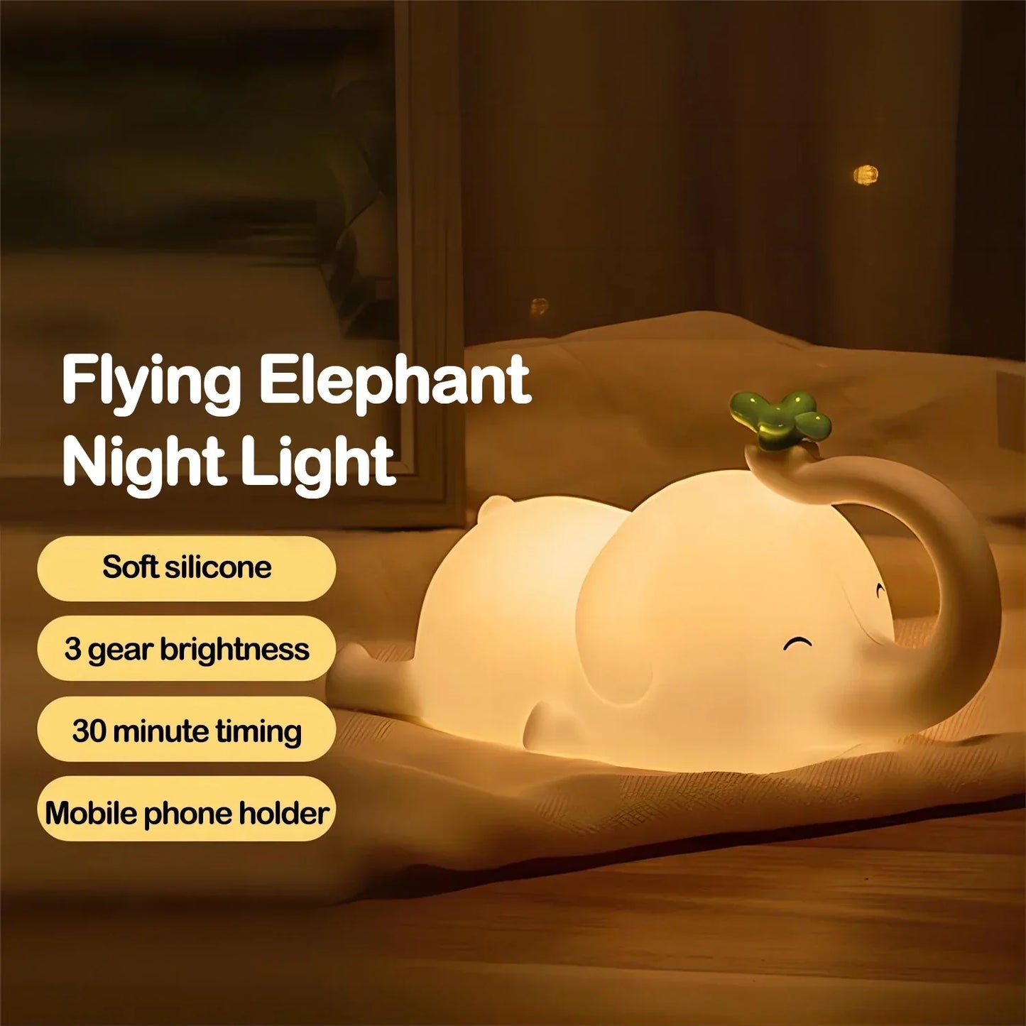 Adorable Elephant Silicone Night Light