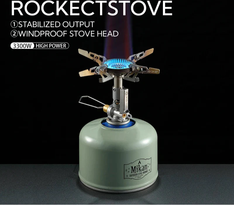 Mini Adjustable Camping Gas Stove Cookout Burner Silver