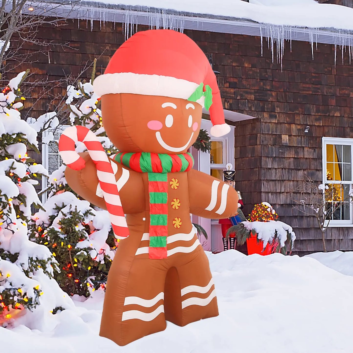 2.2m LED-Lit Gingerbread Man Inflatable