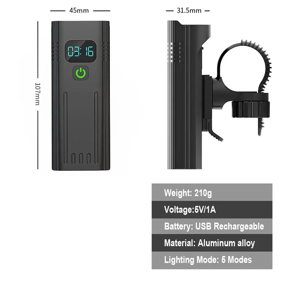 4800 Lumen USB Bike Light Set Black