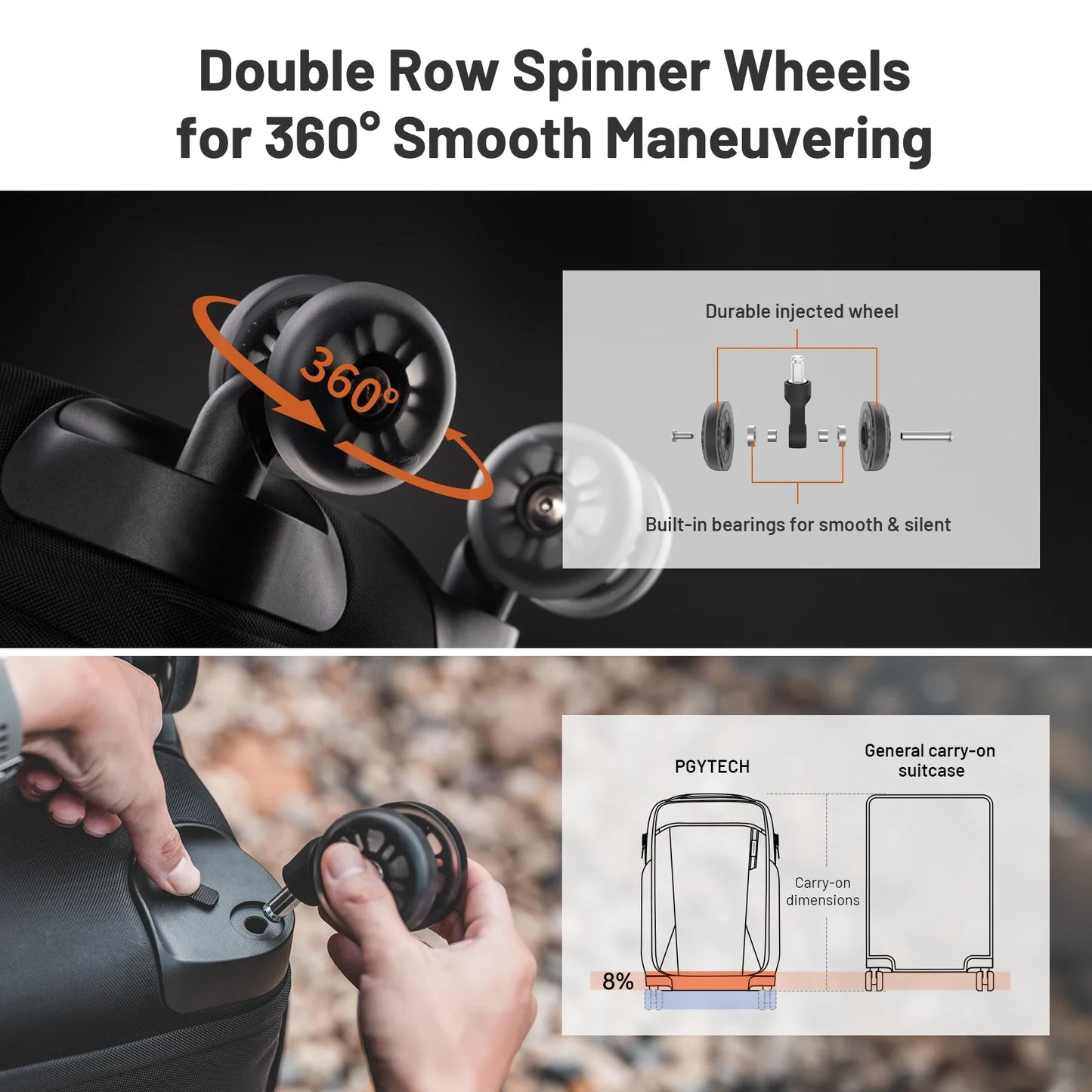 2-in-1 Outdoor Trolley Case Backpack Expandable Black