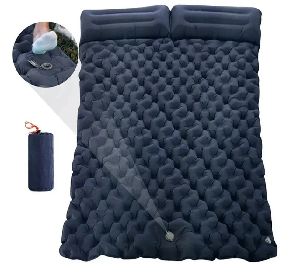 Double Inflatable Mattress with Built-in Pillow Pump