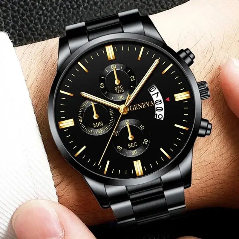 Men's Stainless Steel Quartz Calendar Watch