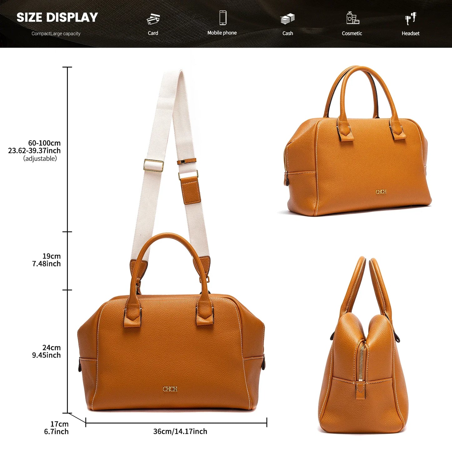 Women's Crossbody Pillow Bag with Wide Strap (Brown)