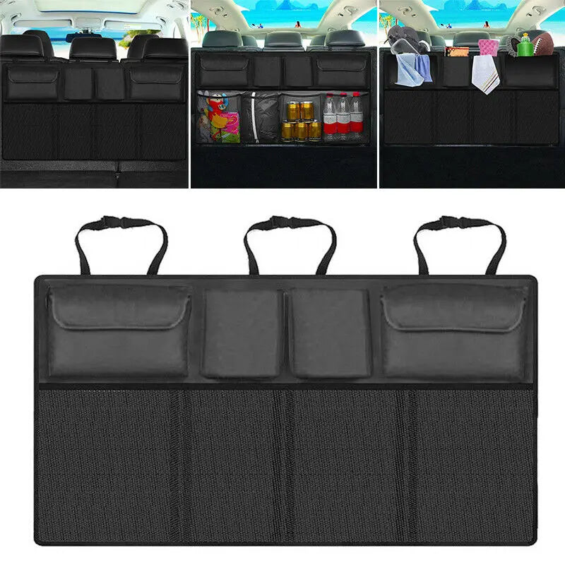 Hanging Car Trunk Organizer Backseat Storage with 8 Large Pockets Black