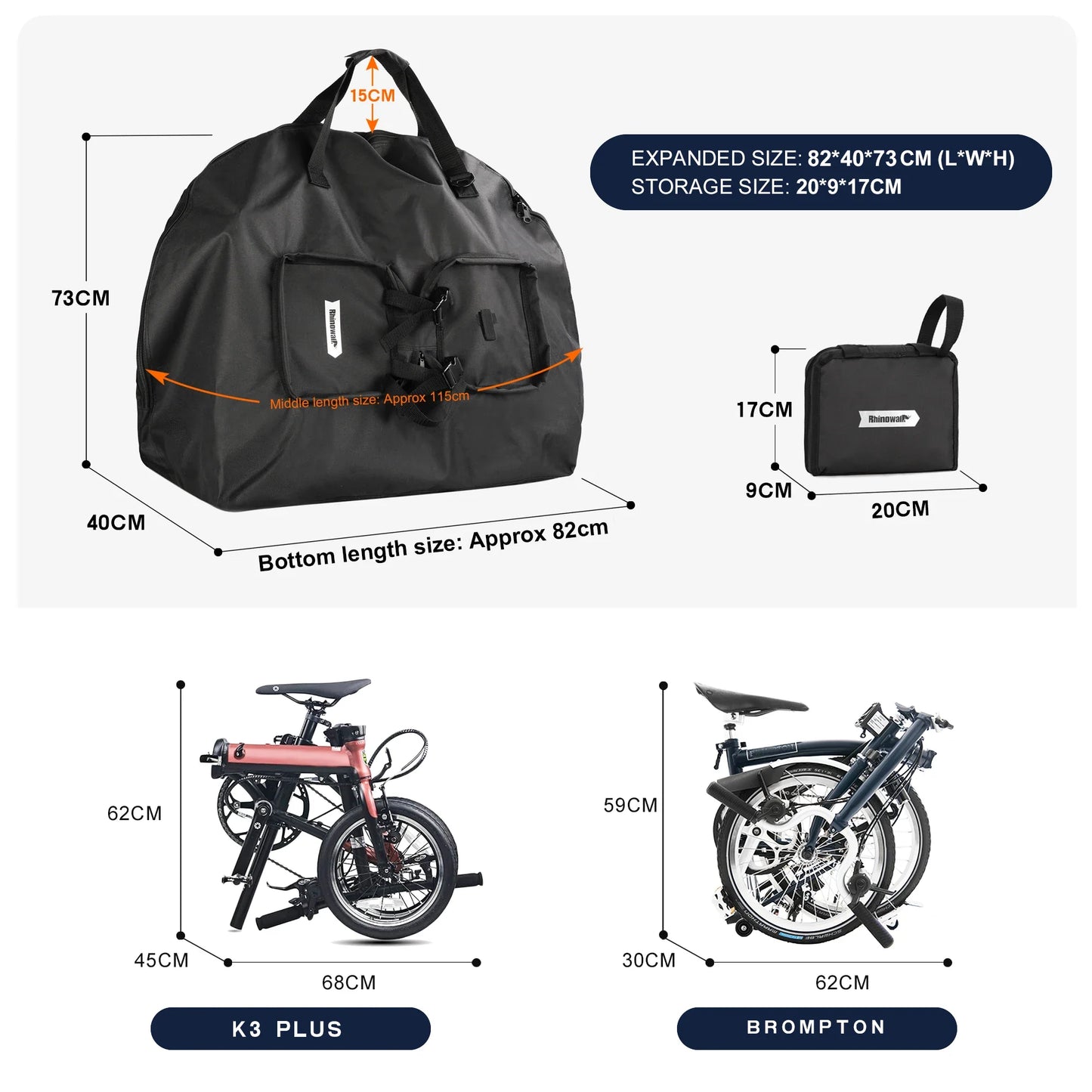 20-Inch Waterproof Bike Carrying Bag PU Storage Bag Black