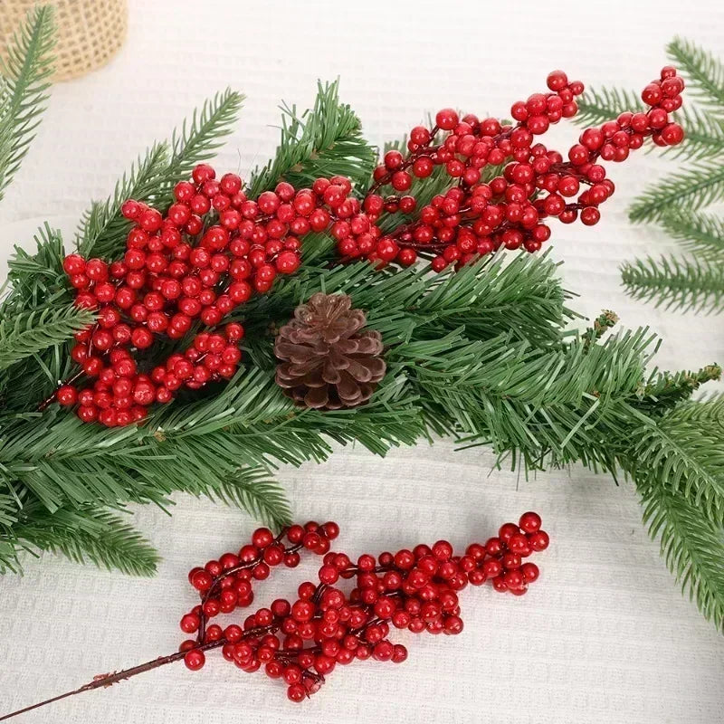 20pcs Artificial Red Berry Branches for Christmas Tree Decoration - 22cm