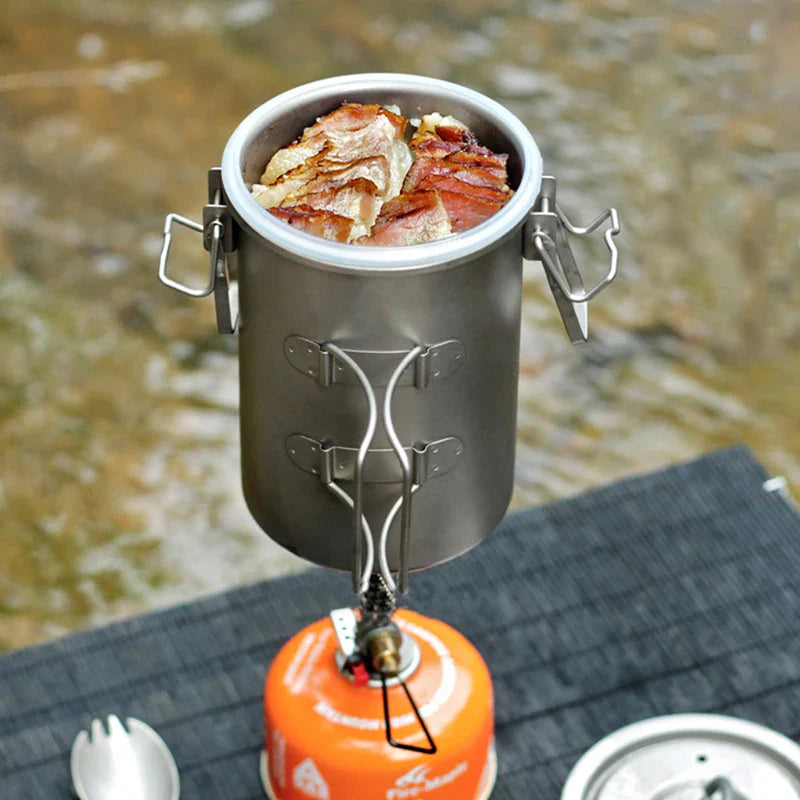 Titanium Steamer Pot Camping Cookware Silver