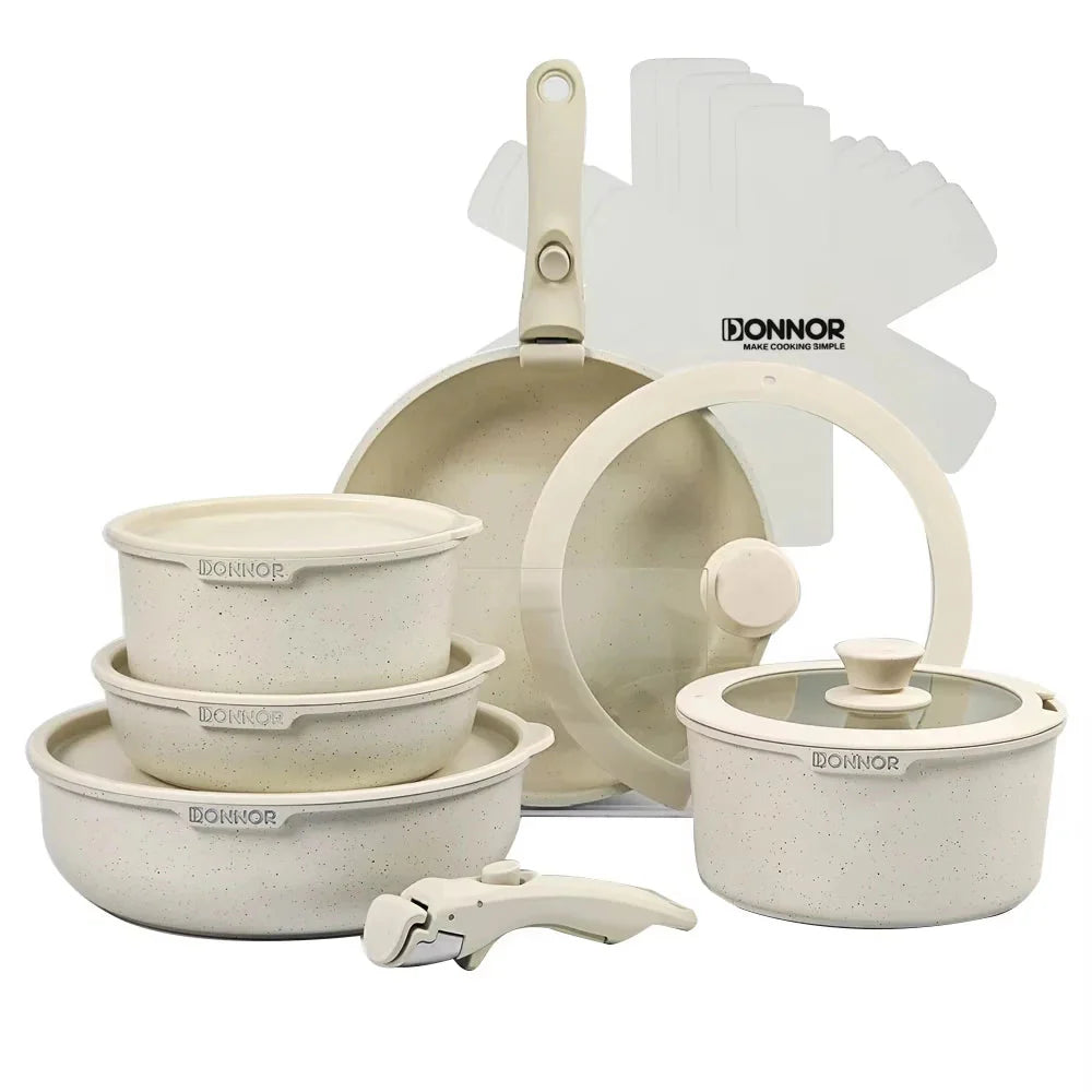 Non-Stick Die-Cast Aluminum Cookware Set Induction-Compatible White