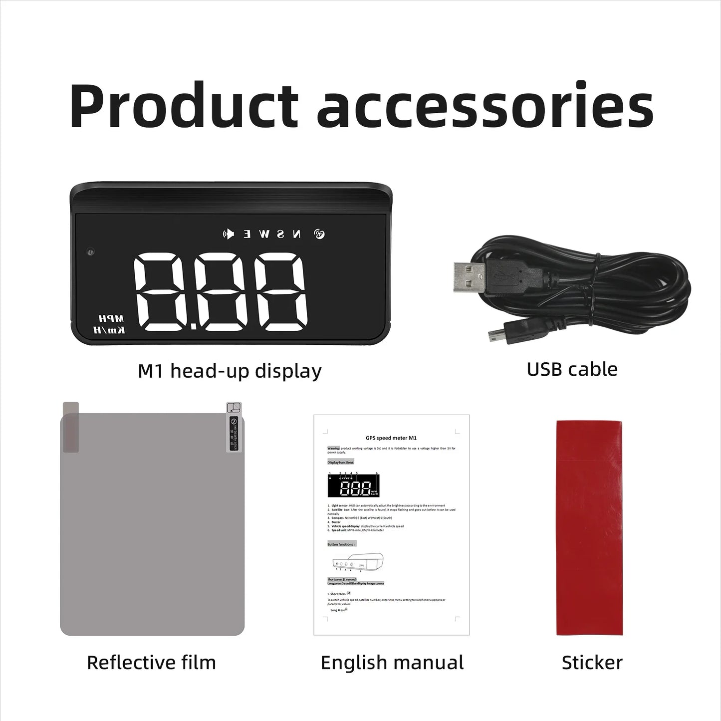 M3 Car HUD Display High Definition Windshield Projection Black