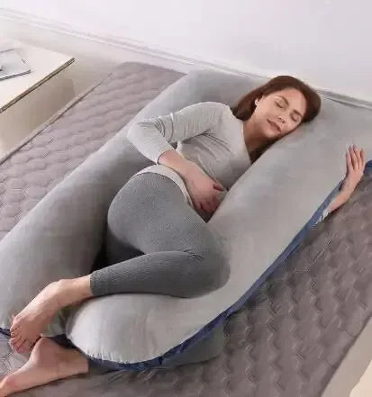 U-Shaped Pregnancy Pillow Pure Cotton Cushion Grey