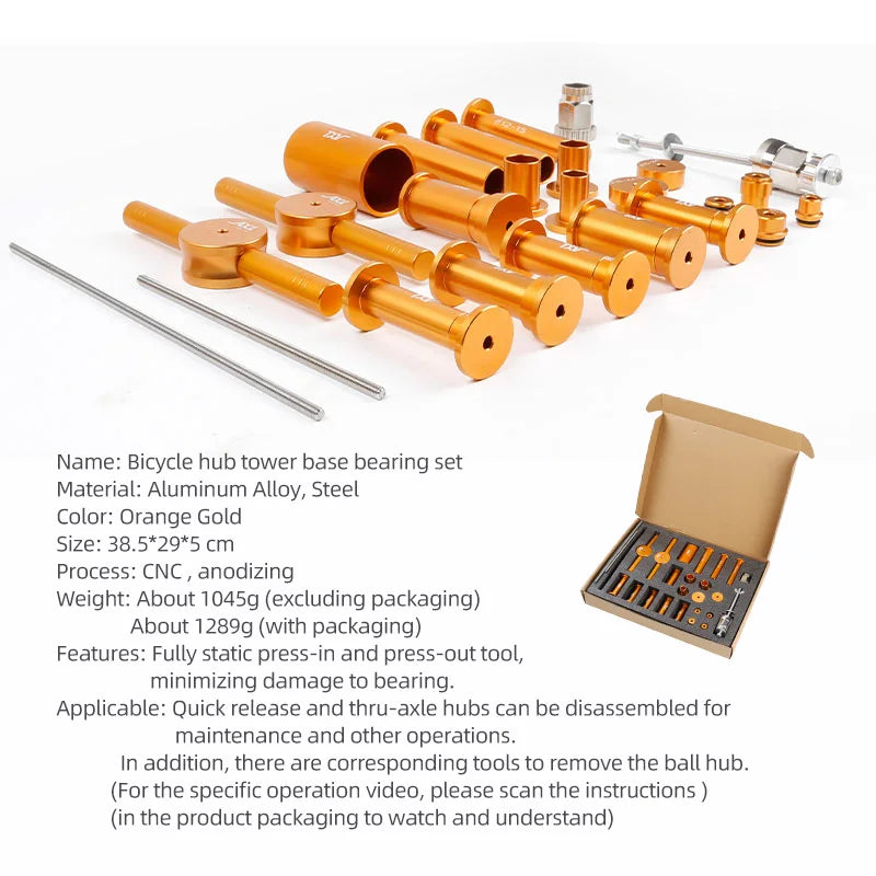 Bike Hub Bearing Installation Removal Tool Cassette Gold