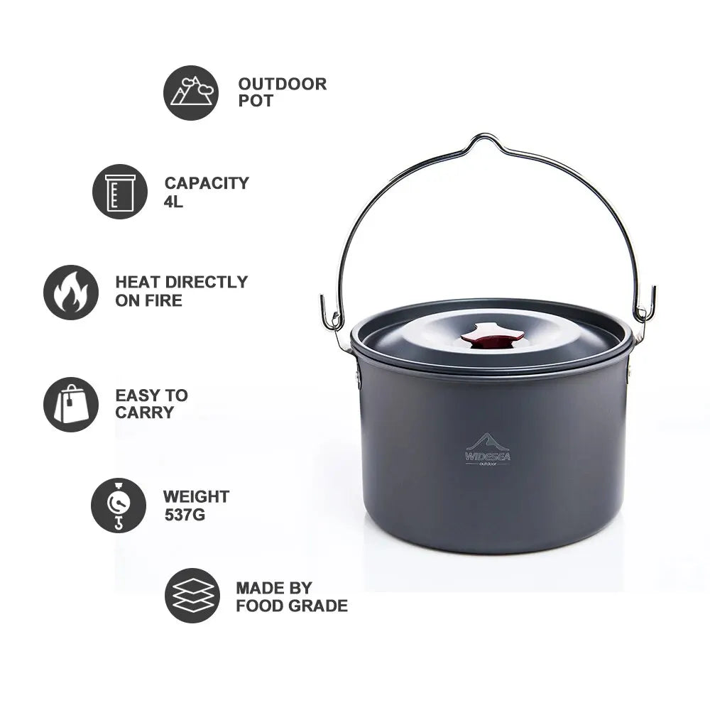 4L Camping Hanging Pot Cookware
