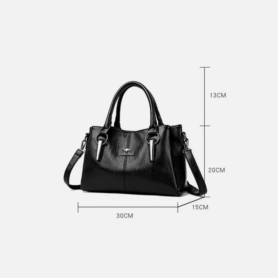 Leather Shoulder 3-Layer PU Crossbody Bag for Women
