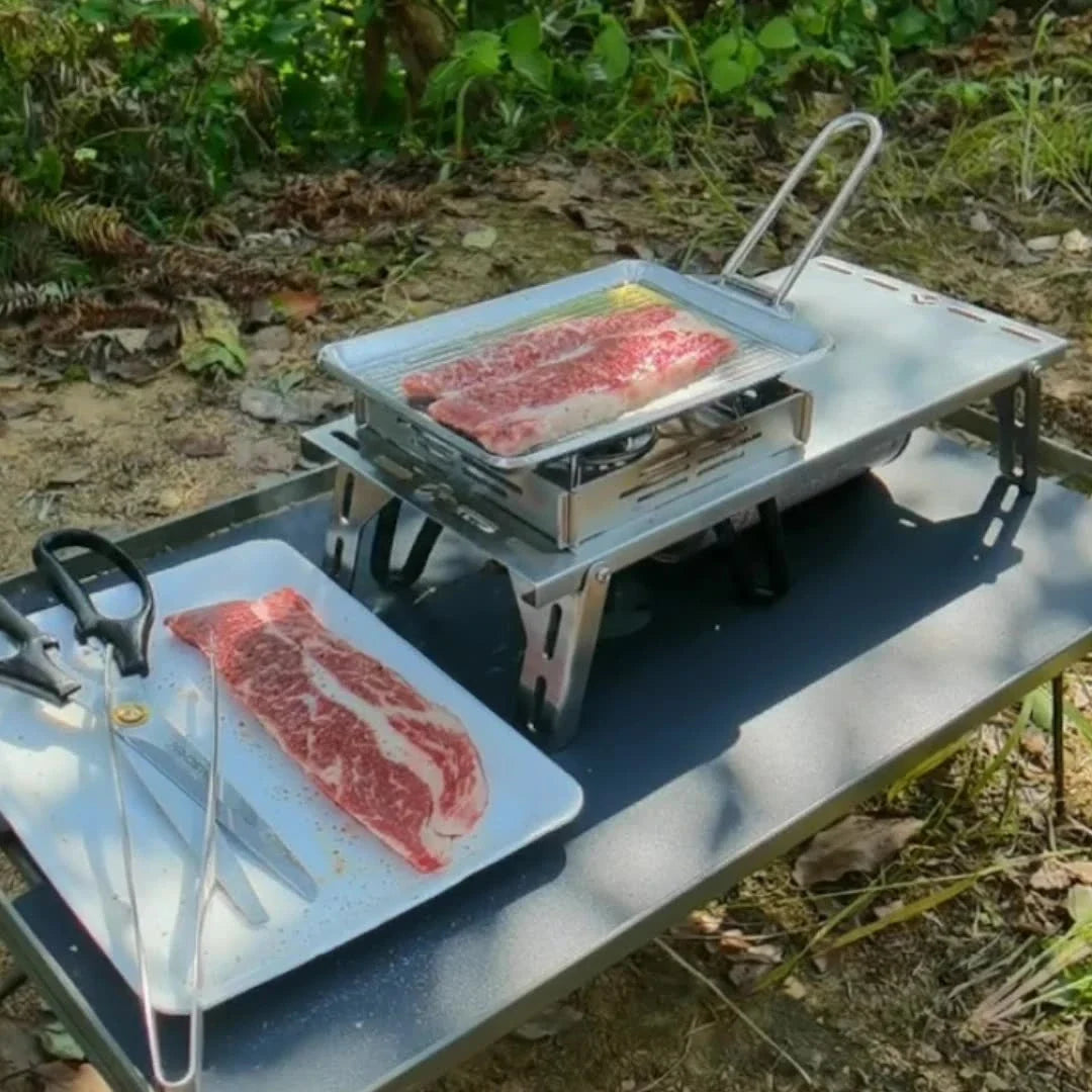 Portable Thickened Camping Frying Pan Silver