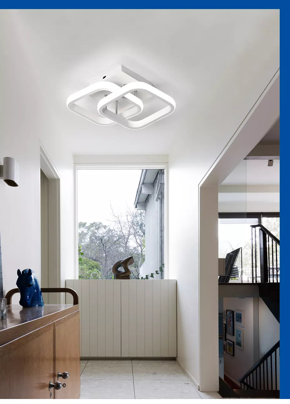 LED Corridor Ceiling Chandelier - White Lampshade, Cold White Lighting