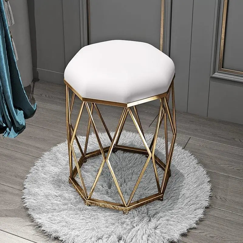 Elegance White Dressing Stool: Chic Makeup & Nail Scrubbing Chair