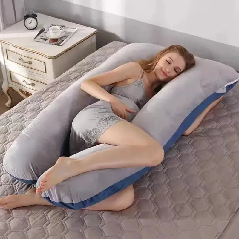 U-Shaped Pregnancy Pillow Pure Cotton Cushion Grey