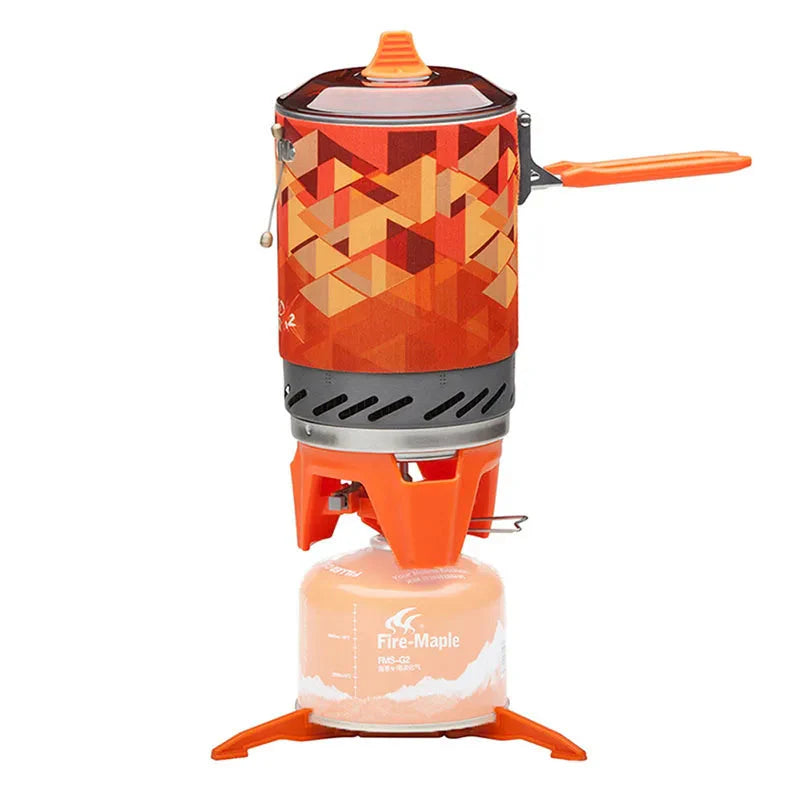 Portable Camping Cooking System 1L Gas Stove Burner Orange