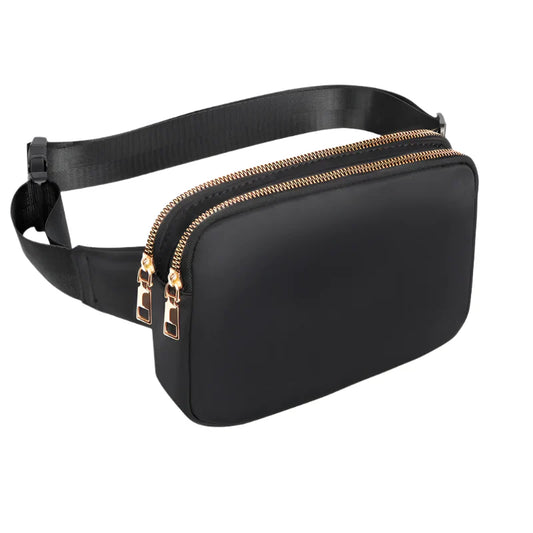 Women Waist Bag Waterproof Crossbody Chest Fanny Pack (Black)