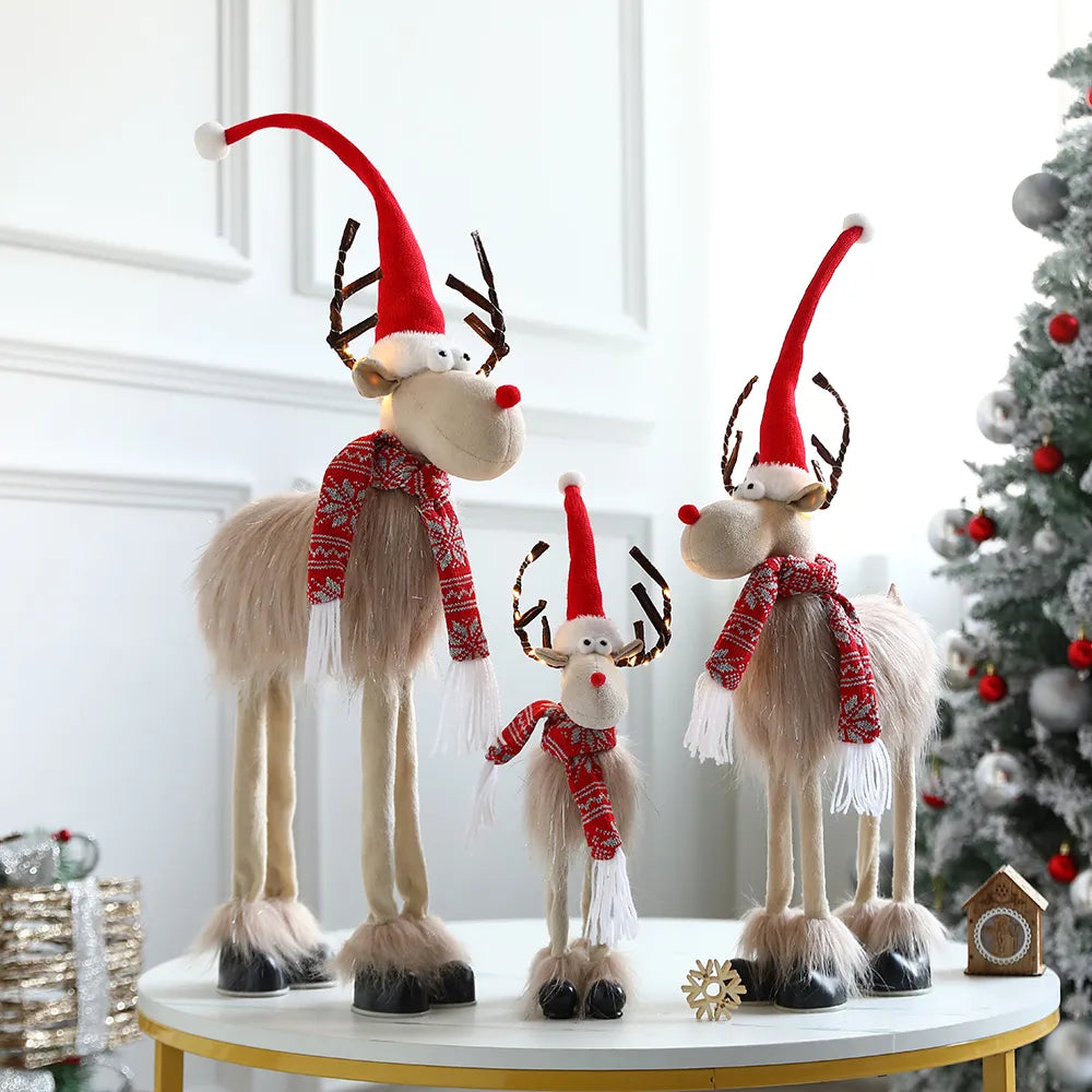 Radiant Reindeer: Large Standing Elk Plush Doll with LED Lights