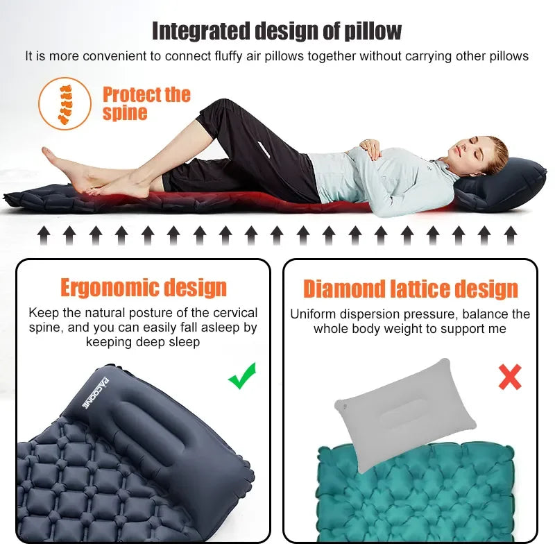 Double Bed Camping Inflating Sleeping Mats with Pillow