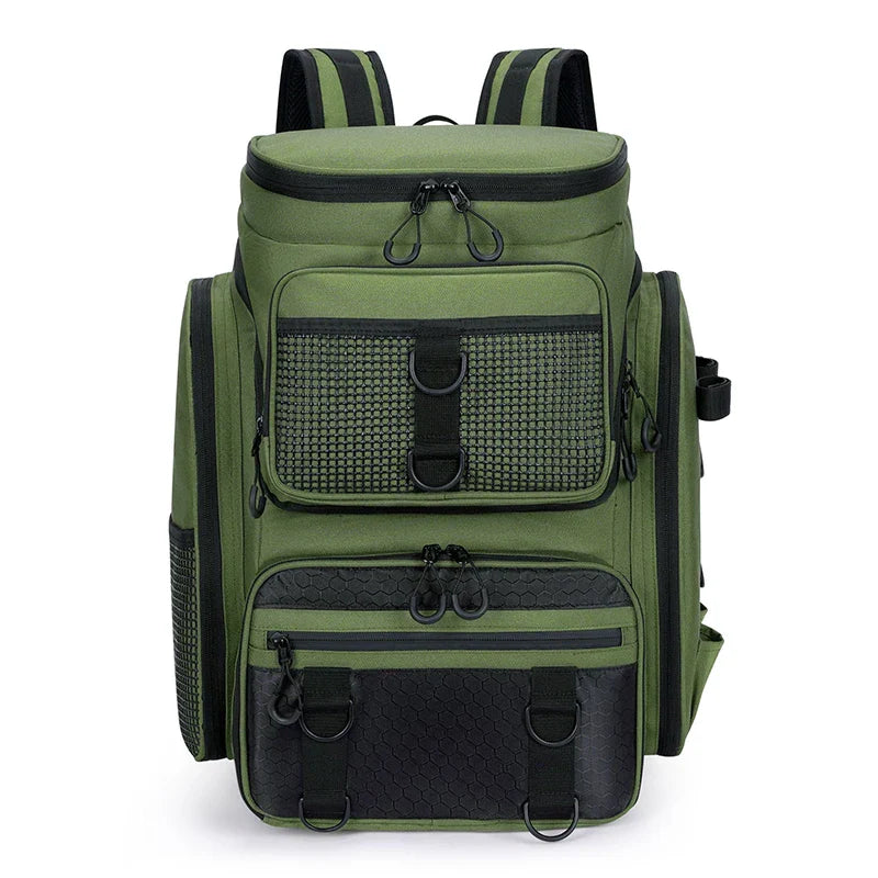 Tackle Backpack with Rod Holders Camping Green