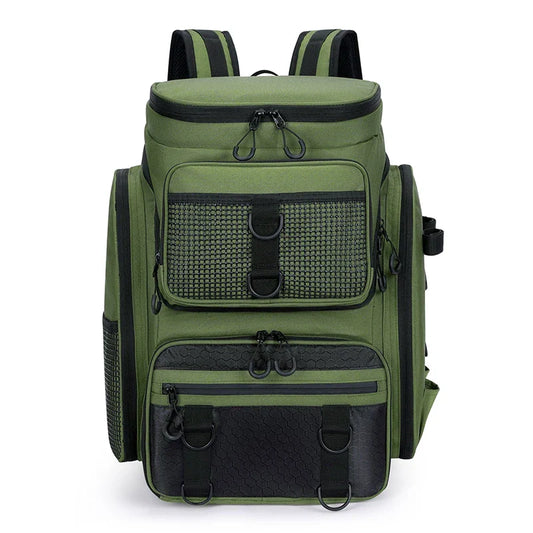 Tackle Backpack with Rod Holders Camping Green