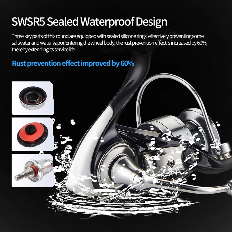 7000 Series Saltwater Spinning Reel 5KG Drag Silver