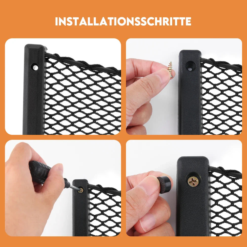 4PCS Framed Car Mesh Storage Net Bags 36x18CM Organizer Pockets Black