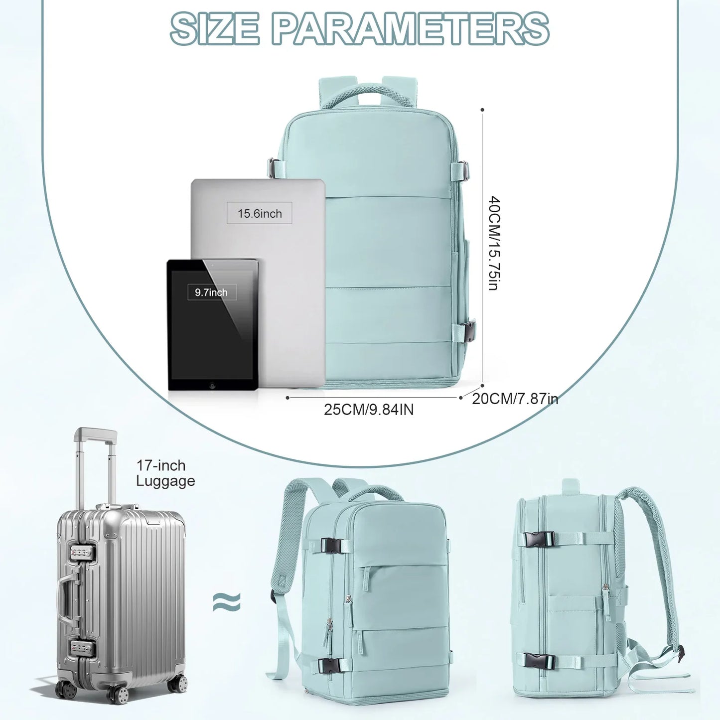 Waterproof Backpack Air Cushion Support Blue