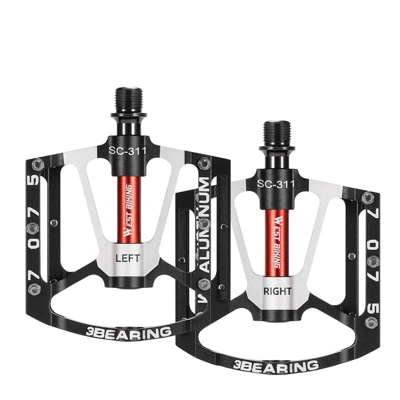 3-Bearing CNC Aluminum Bike Pedals Anti-Slip Black