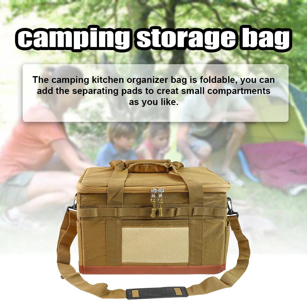 Zipper Camping Storage Bag Anti-Crash Organizer Khaki