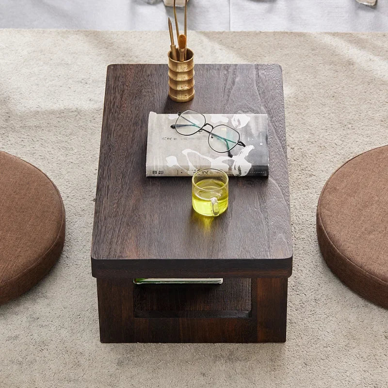 Adjustable Solid Wood Tatami Tea Table - Versatile Folding Japanese Household Furniture