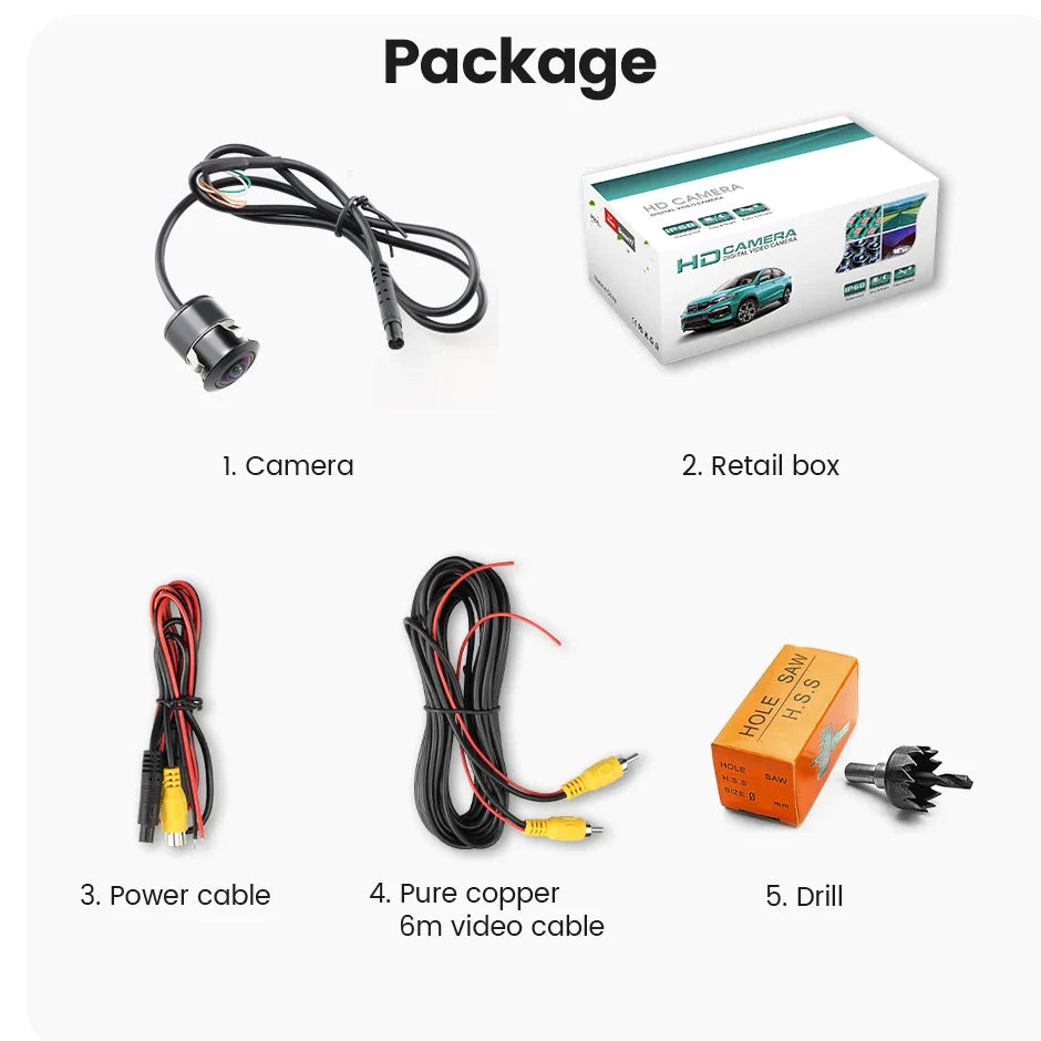 AHD1080P Universal Car Backup Camera Full HD Night Vision Black