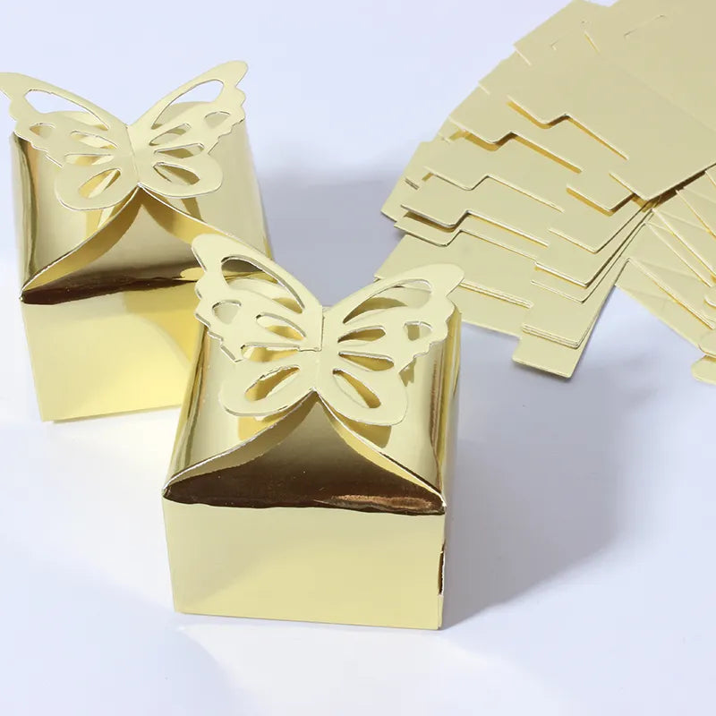 Glossy Gold Butterfly Candy Boxes